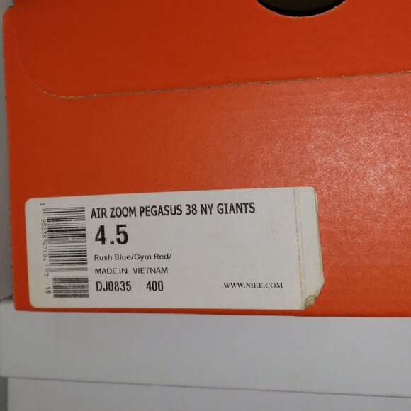 NEW Nike Air Zoom Pegasus 38 NFL New York Giants 2021  Size (M 4.5 / W 6) main image 6
